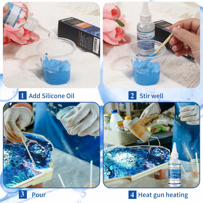 Miraclekoo Silicone Pouring Oil Cell Activator Pure Silicone Oil for Cell Creation in Acrylic Paint,2 Ounce - Image 5